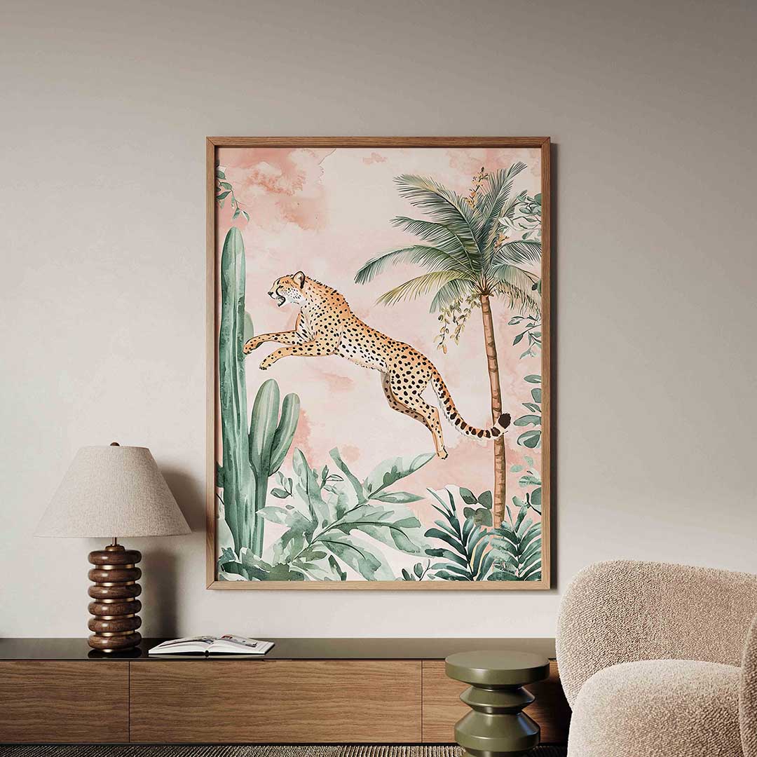 Springende luipaard Poster