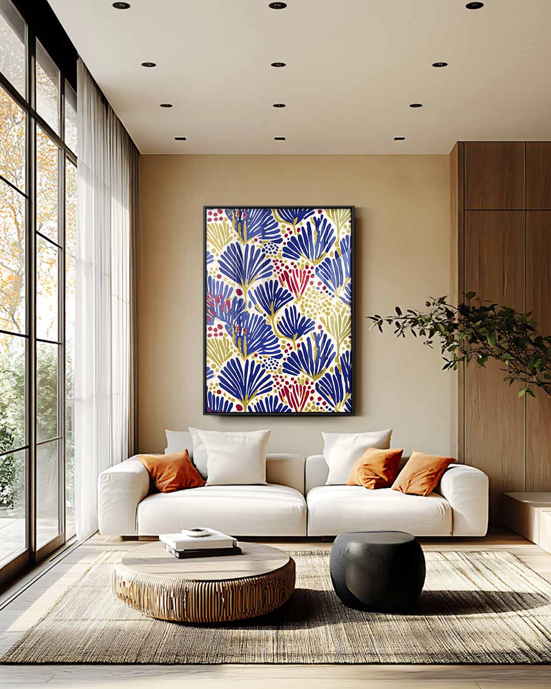 Boho bladerenpatroon Kunstwerk-canvas-dibond-plexiglas-wanddecoratie-WallArtistic