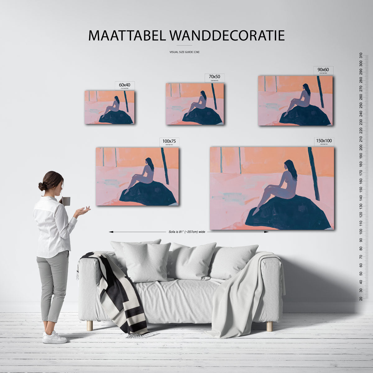 Zittende vrouw silhouet Kunstwerk