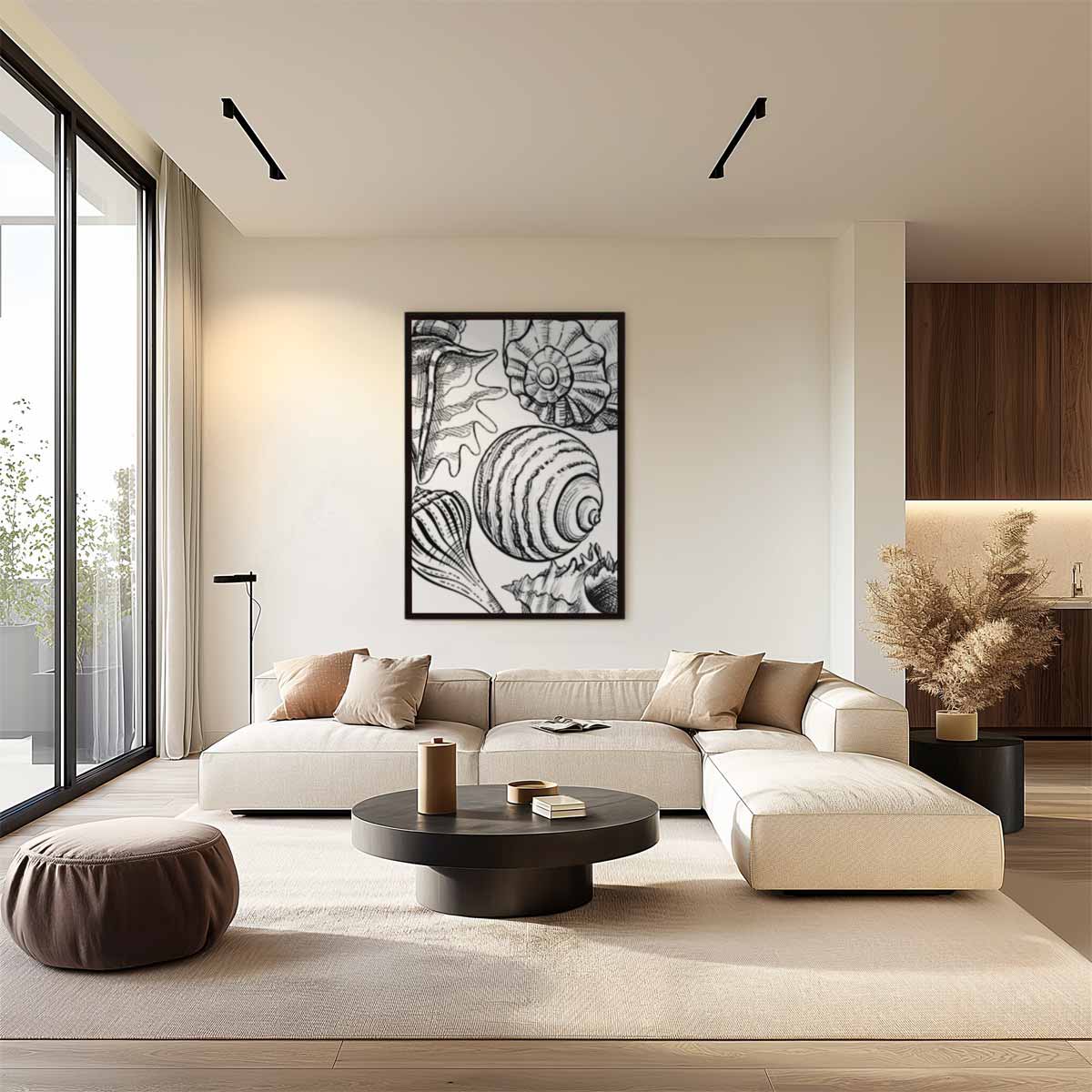 Schelpen Illustratie Kunstwerk-canvas-dibond-plexiglas-wanddecoratie-WallArtistic