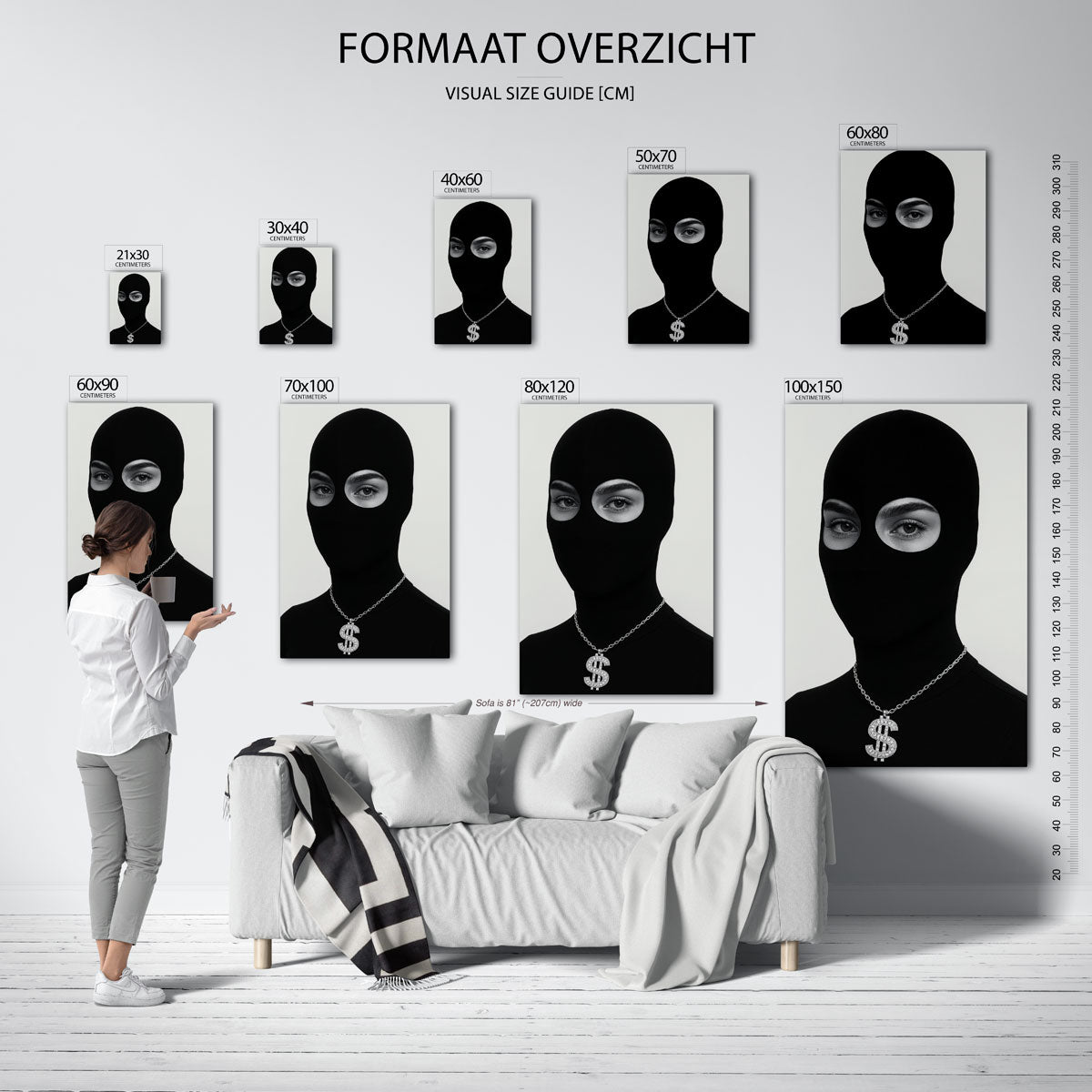Zwart masker met ketting Poster