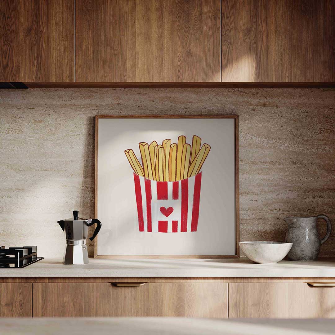 Frietjes in rode verpakking Poster