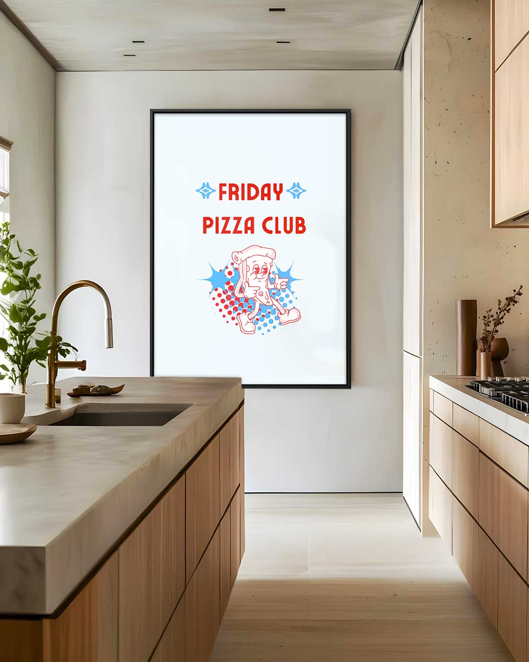 Friday Pizza Club Poster Kunstwerk-canvas-dibond-plexiglas-wanddecoratie-WallArtistic
