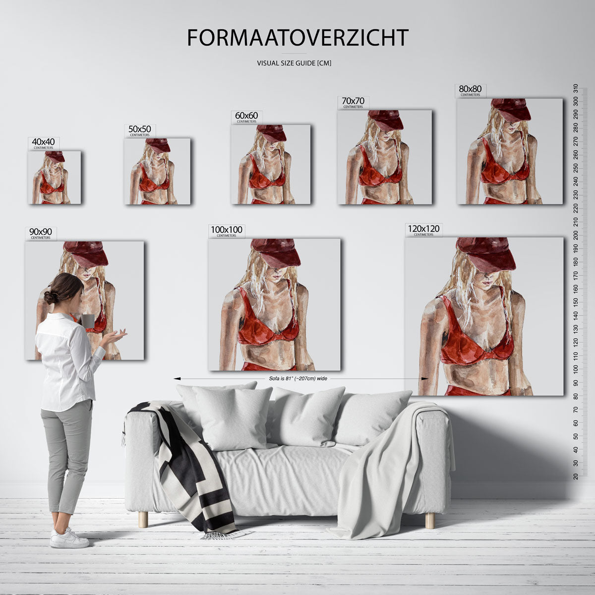 Vrouw in rode kleding Poster