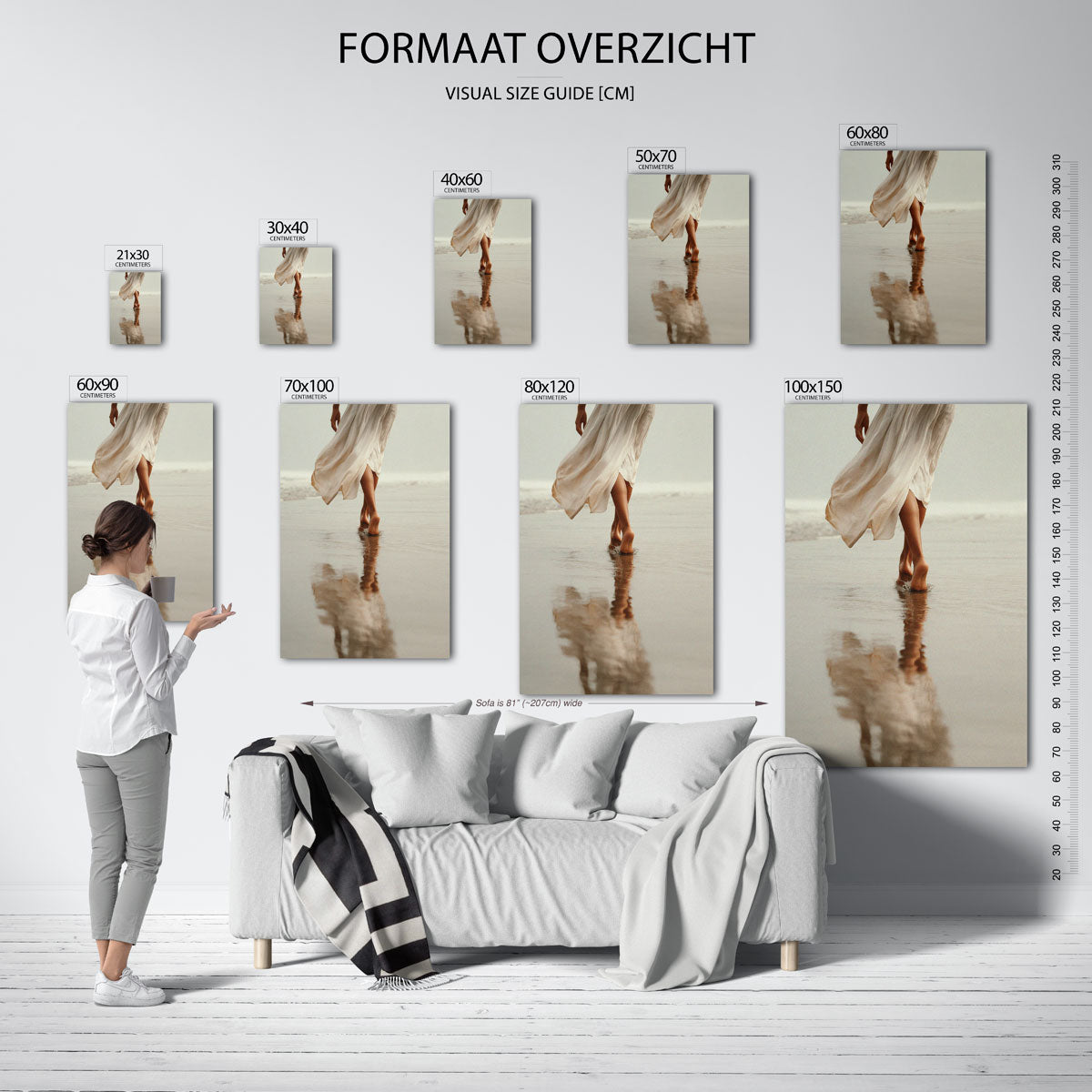 Vrouw in witte jurk Poster