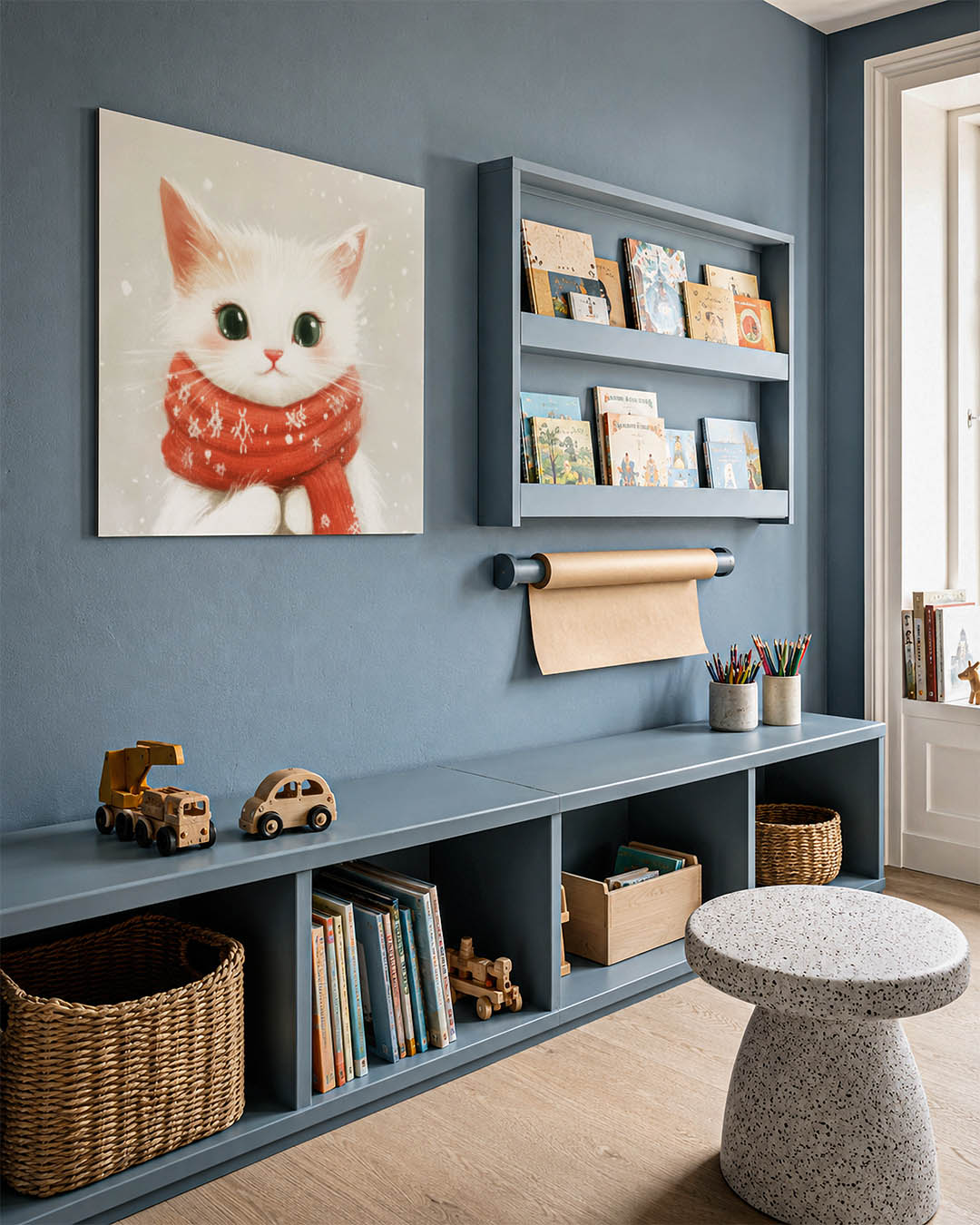 Schattige kat met sjaal Kunstwerk
