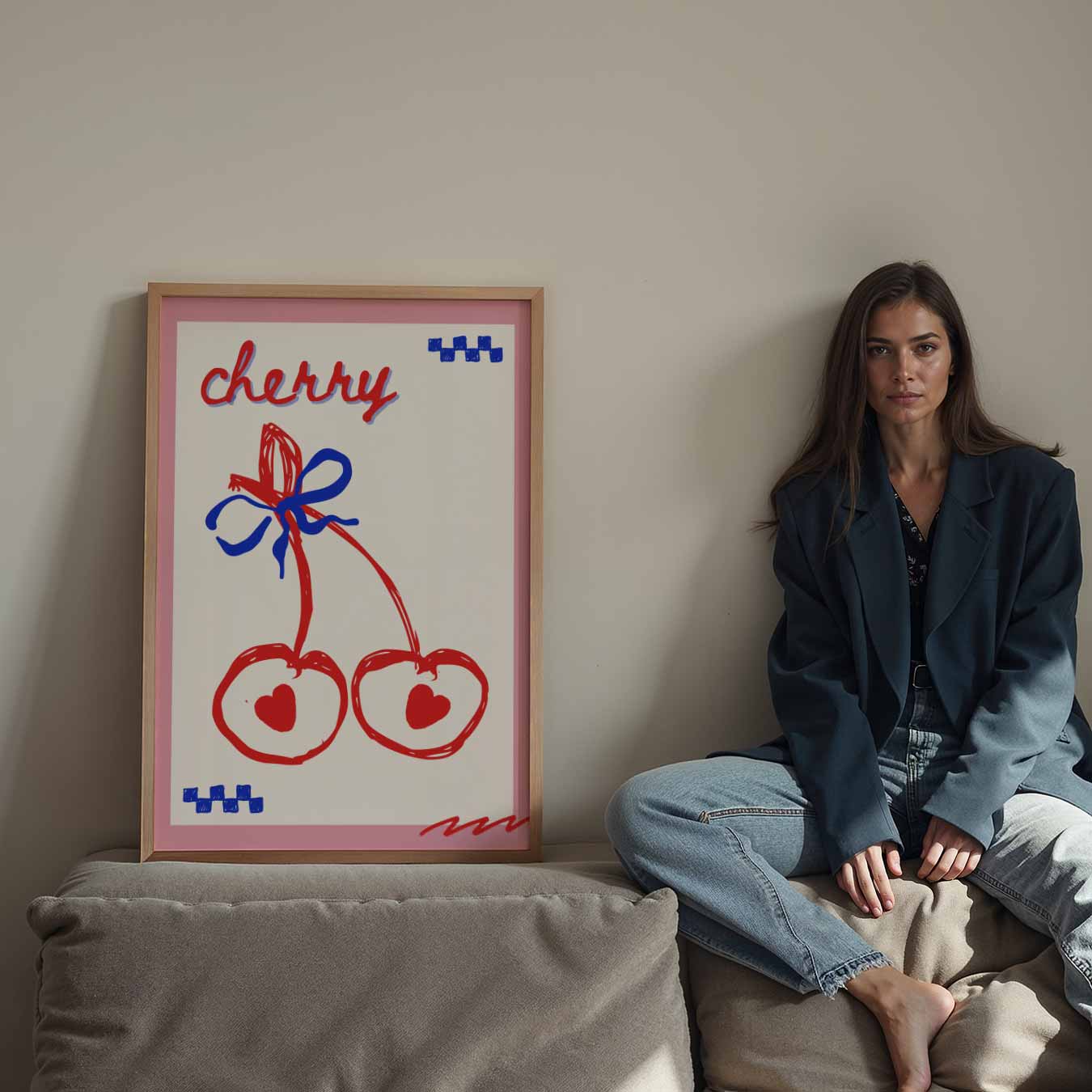 Vrolijke Kersen Illustratie Poster-WallArtistic