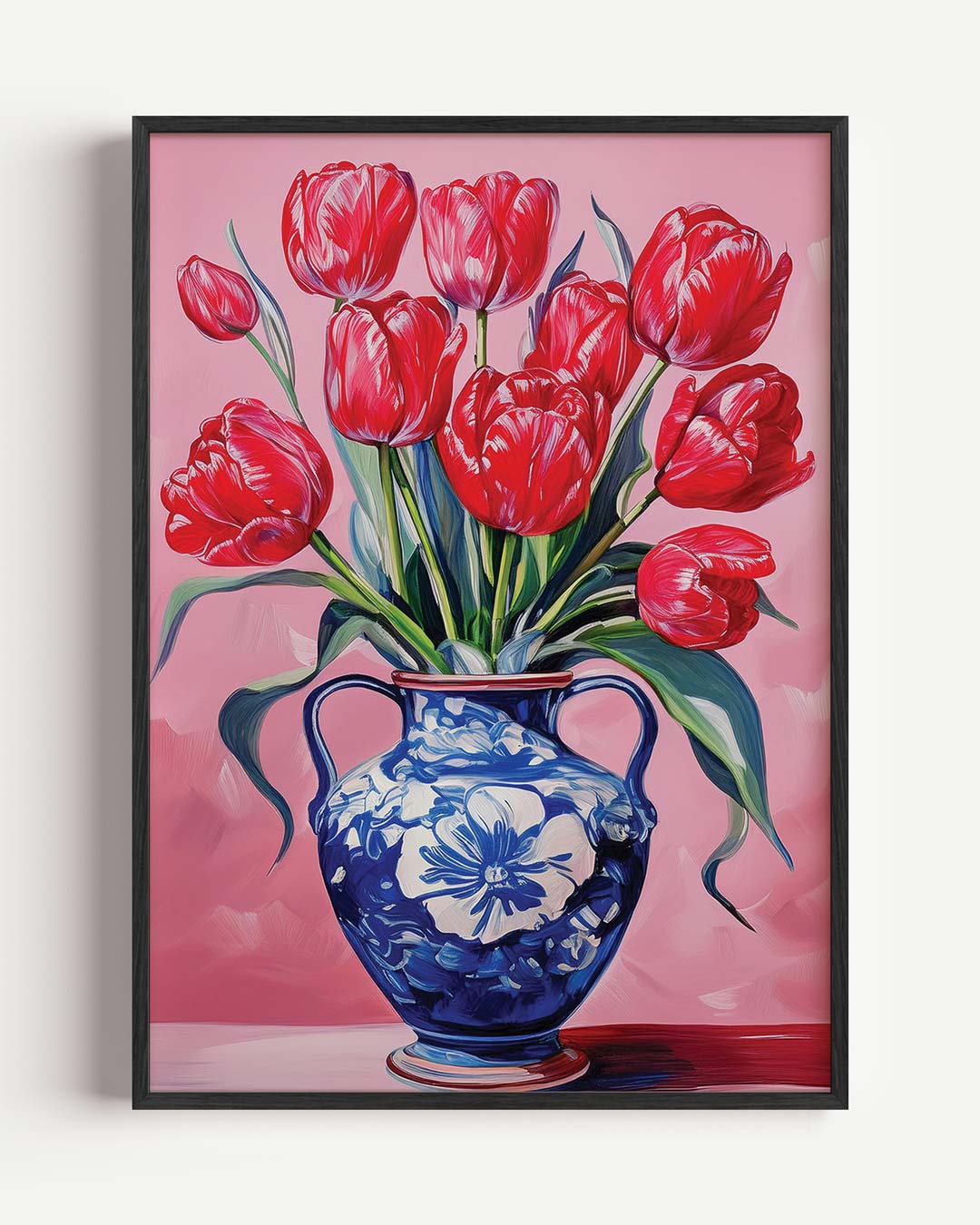 Tulpen in Delfts Blauwe Vaas Poster-WallArtistic