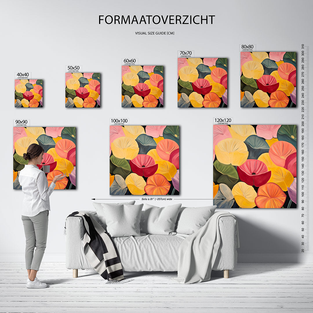 Kleurrijke bloemenvormen Kunstwerk