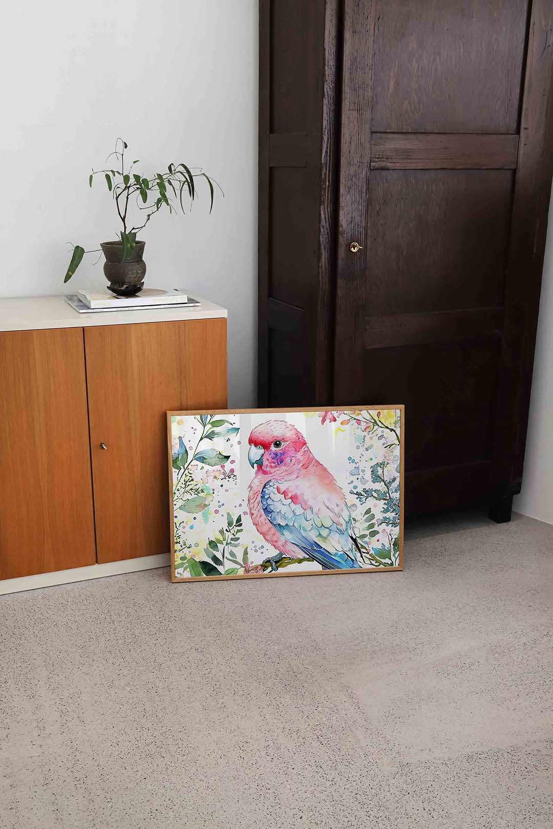 Papegaai en bloemen Poster