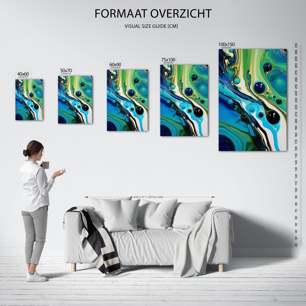 Vloeiende kleurencompositie Kunstwerk