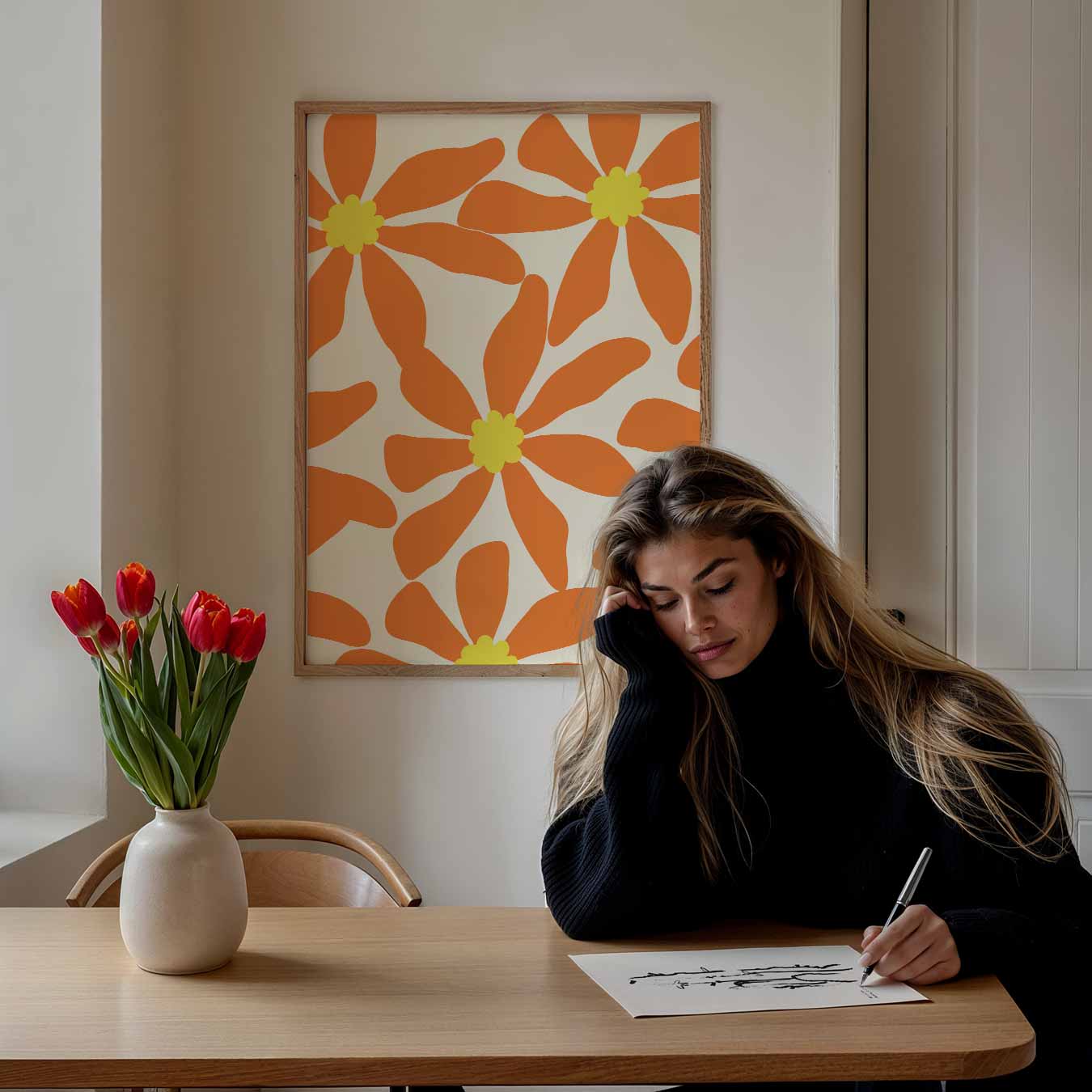 Vrolijke Bloemenposter-WallArtistic