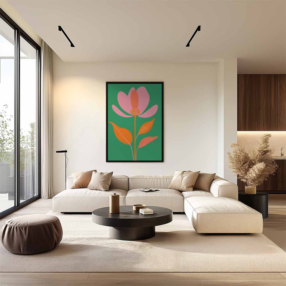 Vrolijke Bloem in de Wind Kunstwerk-canvas-dibond-plexiglas-wanddecoratie-WallArtistic