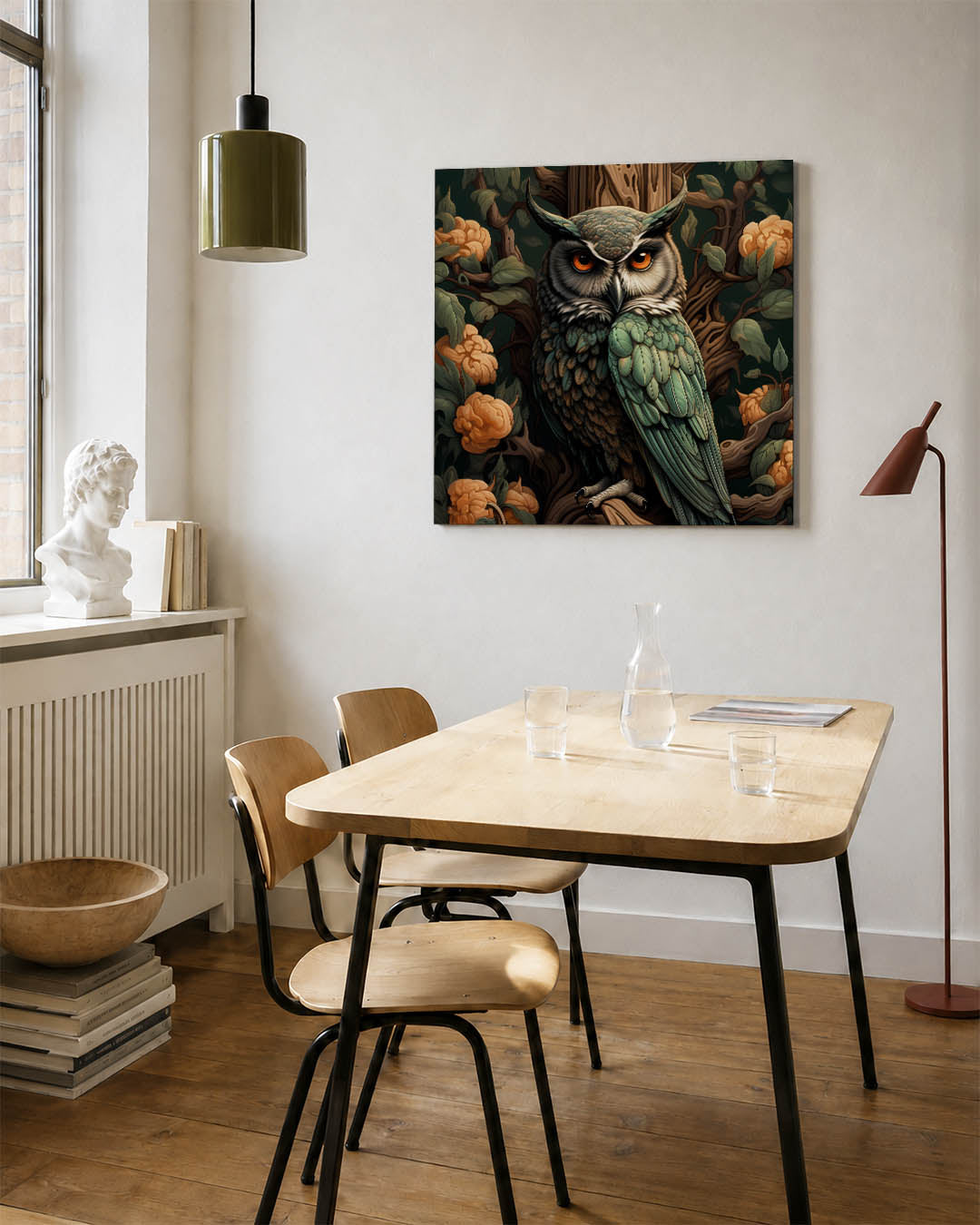 Uil in bloemen Kunstwerk