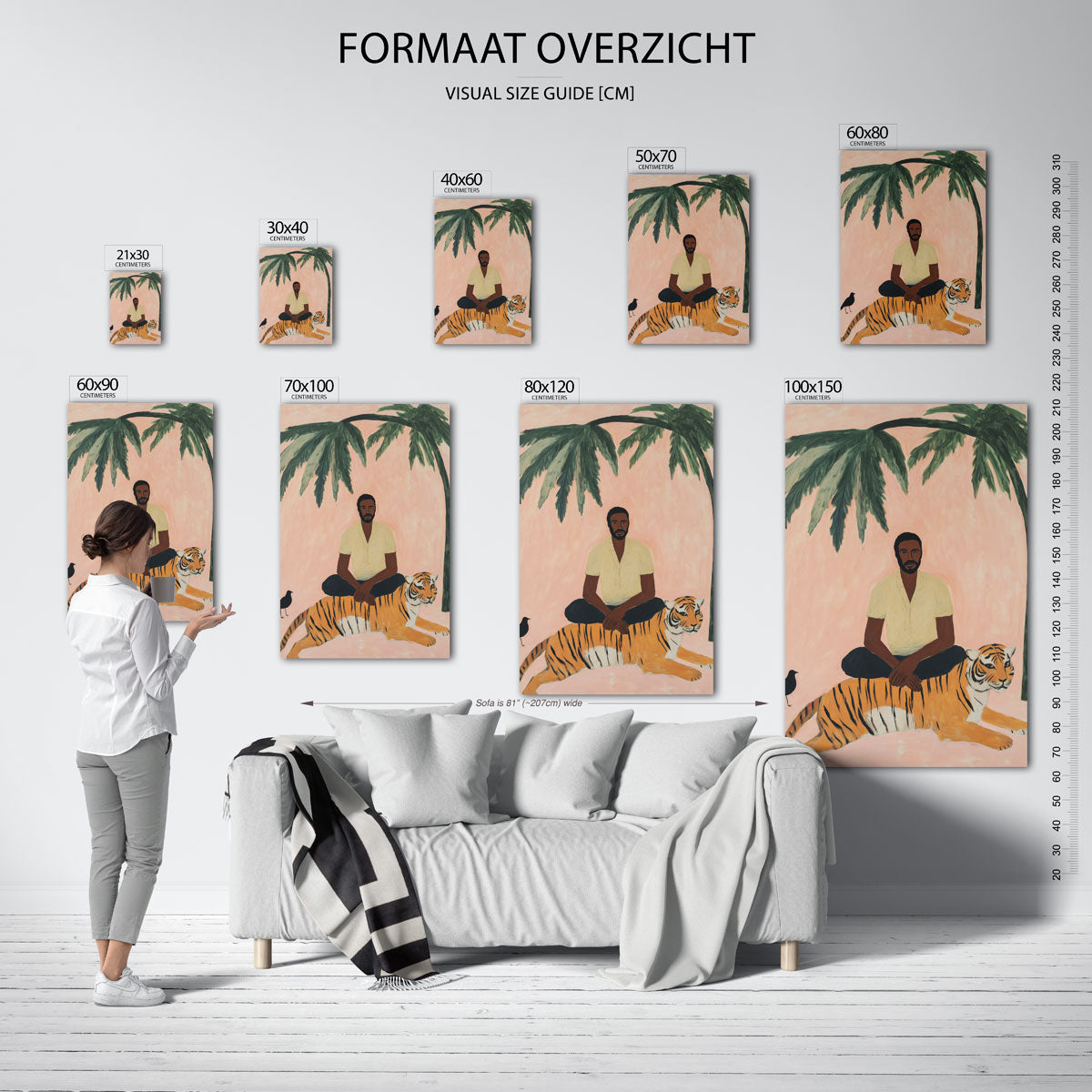 Man met tijger en palm Poster