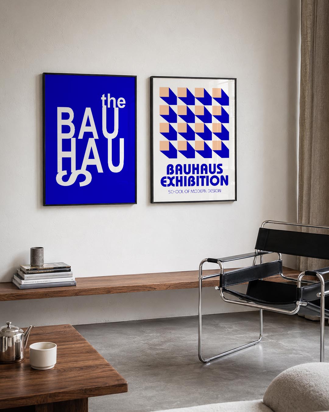 Typografisch blauw Posterset