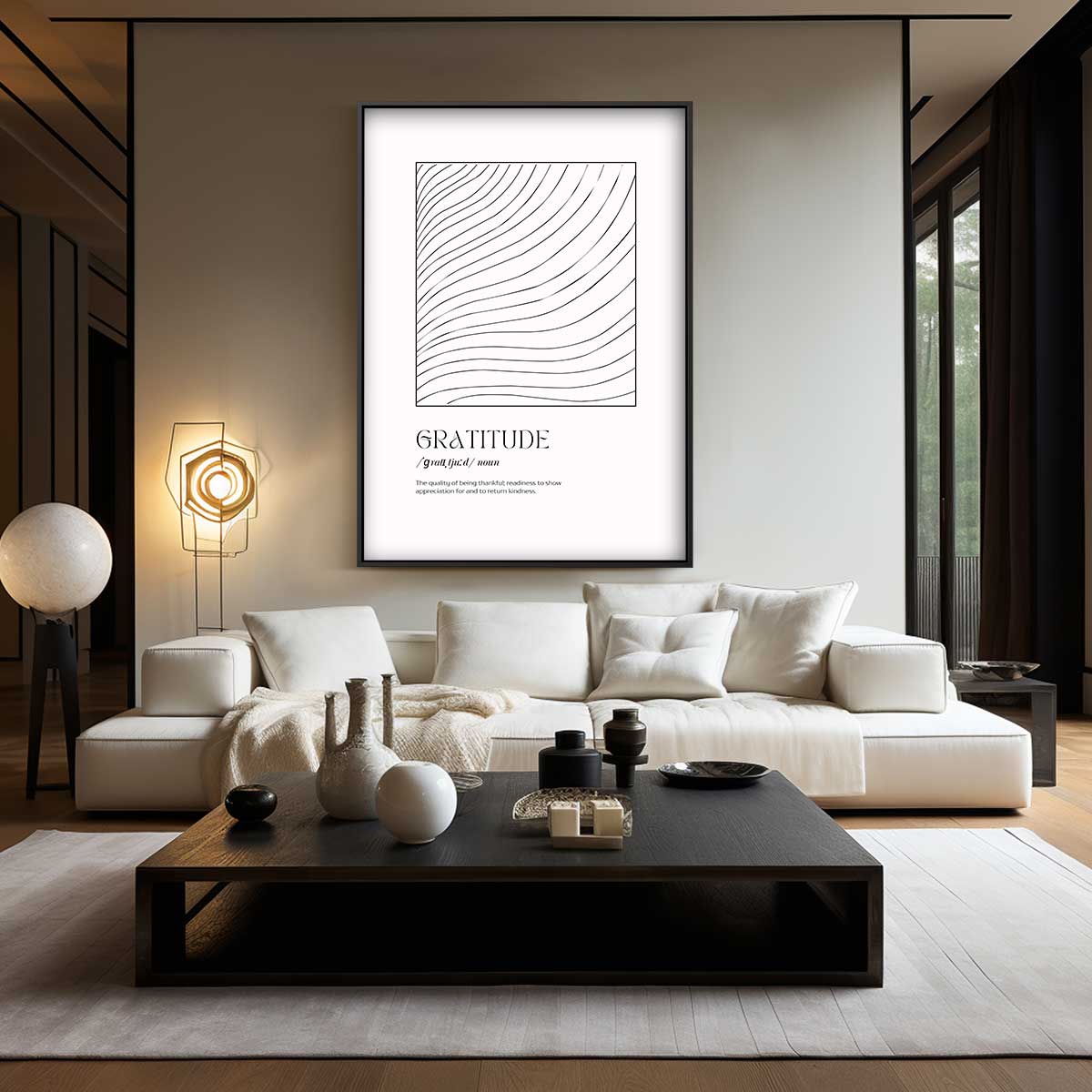 Dankbaarheid Lijntjeskunst Kunstwerk-canvas-dibond-plexiglas-wanddecoratie-WallArtistic