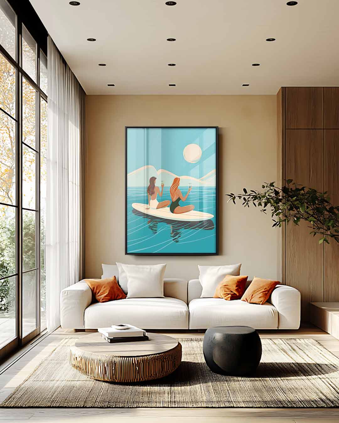 Zonsondergang op het Water Kunstwerk-canvas-dibond-plexiglas-wanddecoratie-WallArtistic