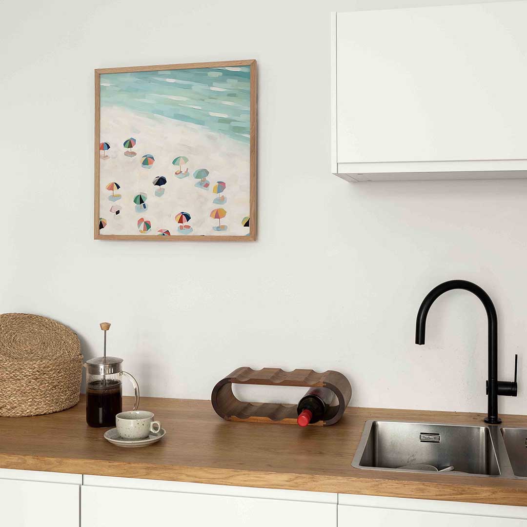 Strand met parasols Poster