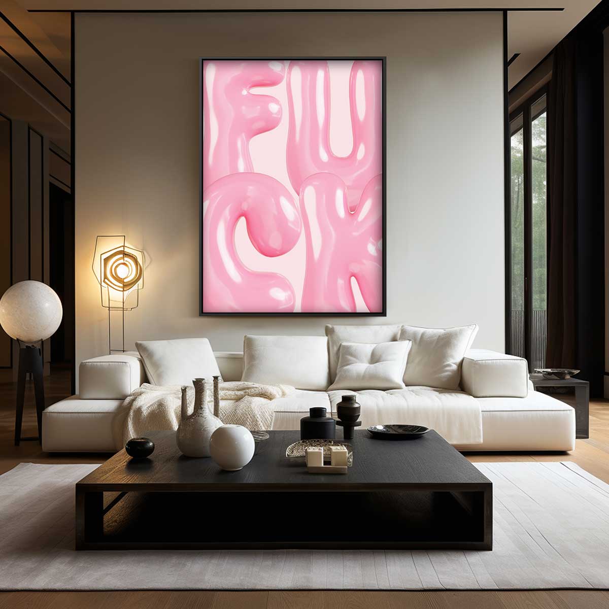 Speelse Roze Bubbelletters Kunstwerk-canvas-dibond-plexiglas-wanddecoratie-WallArtistic