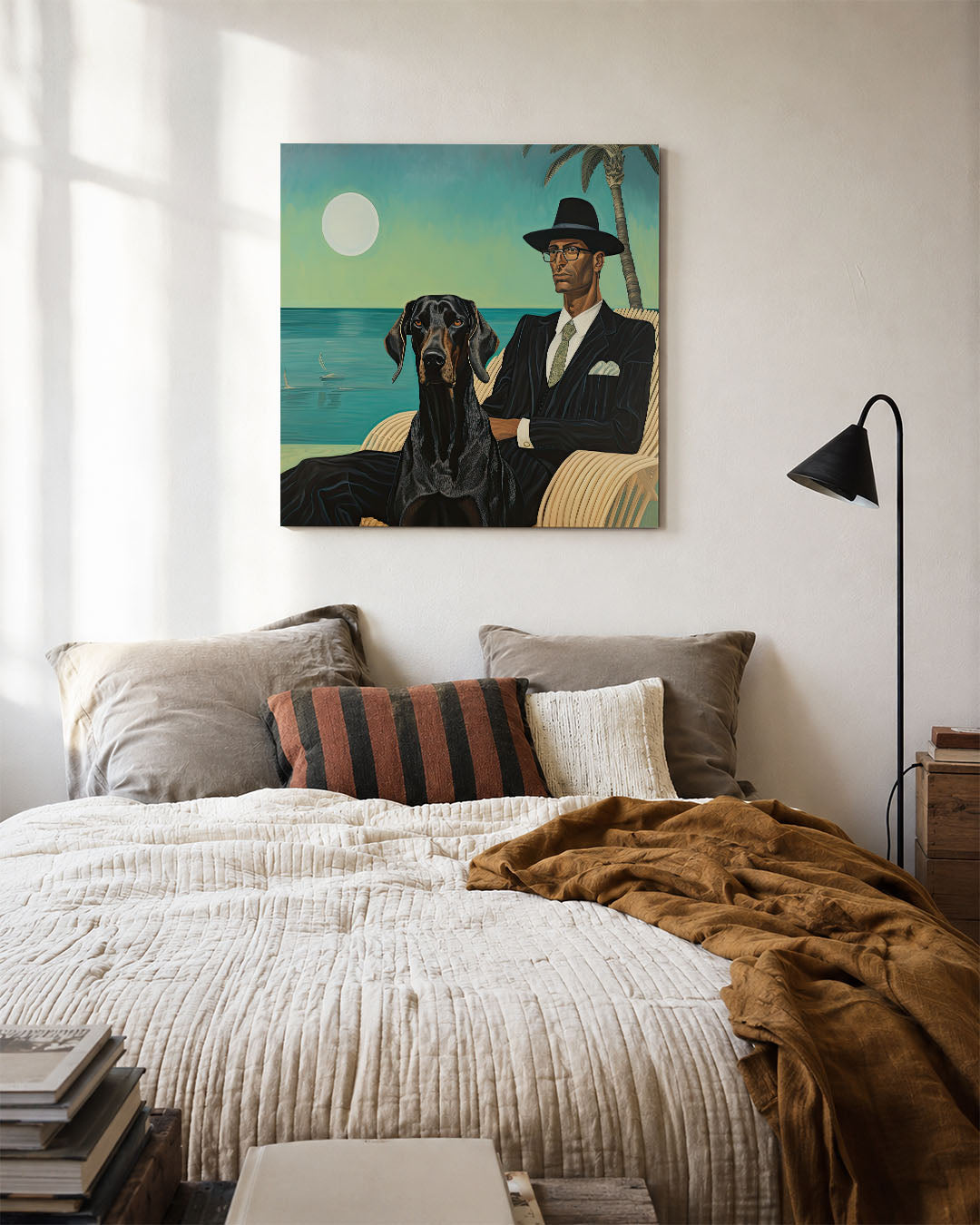 Man met hond Kunstwerk