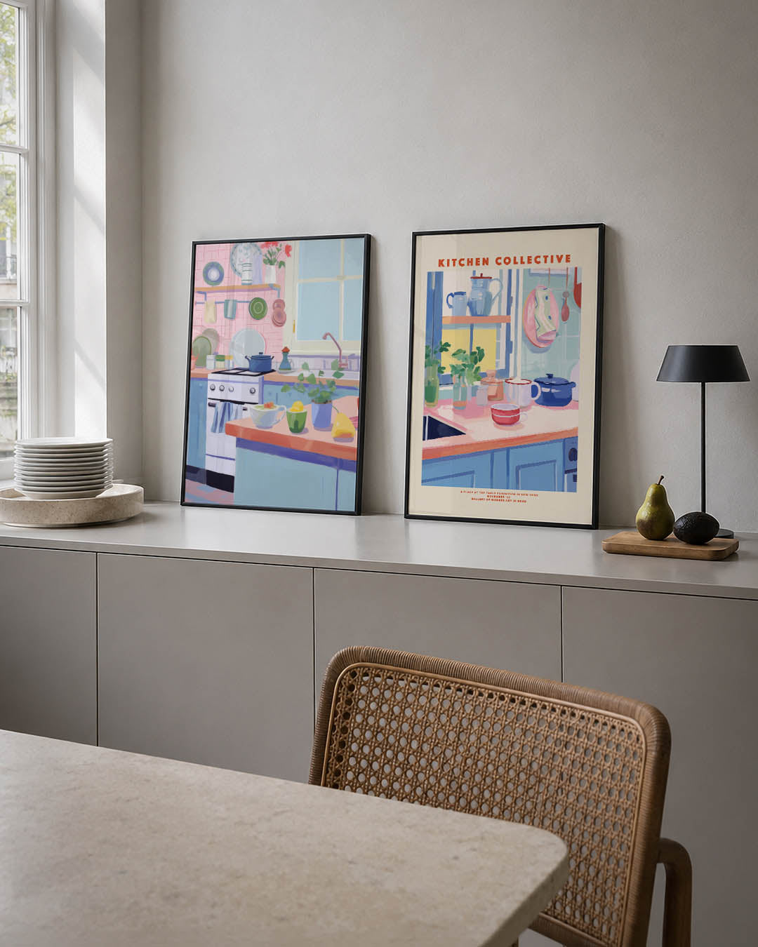 Kleurrijke keukenhoek Posterset
