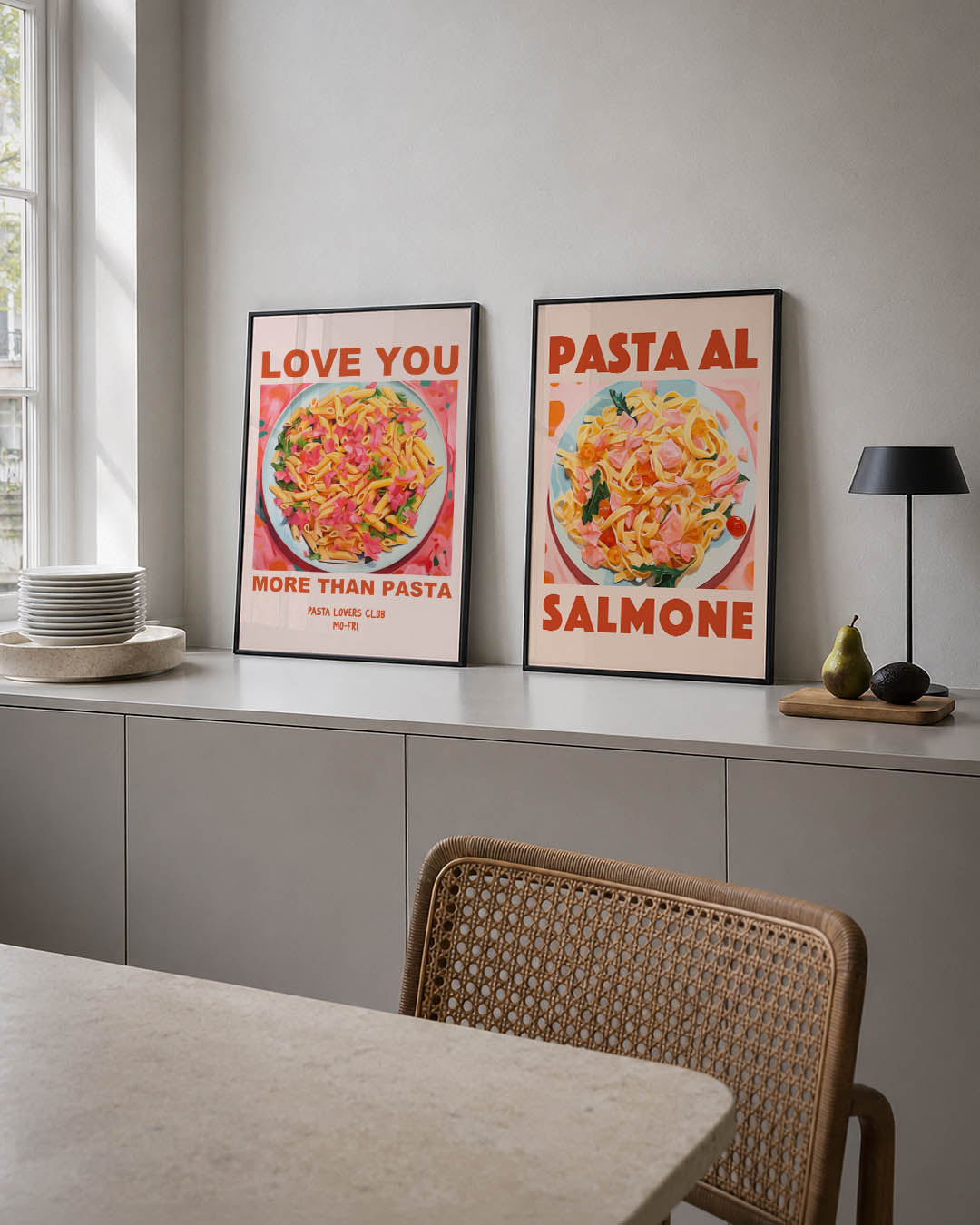 Kleurrijke pastaschotel Posterset