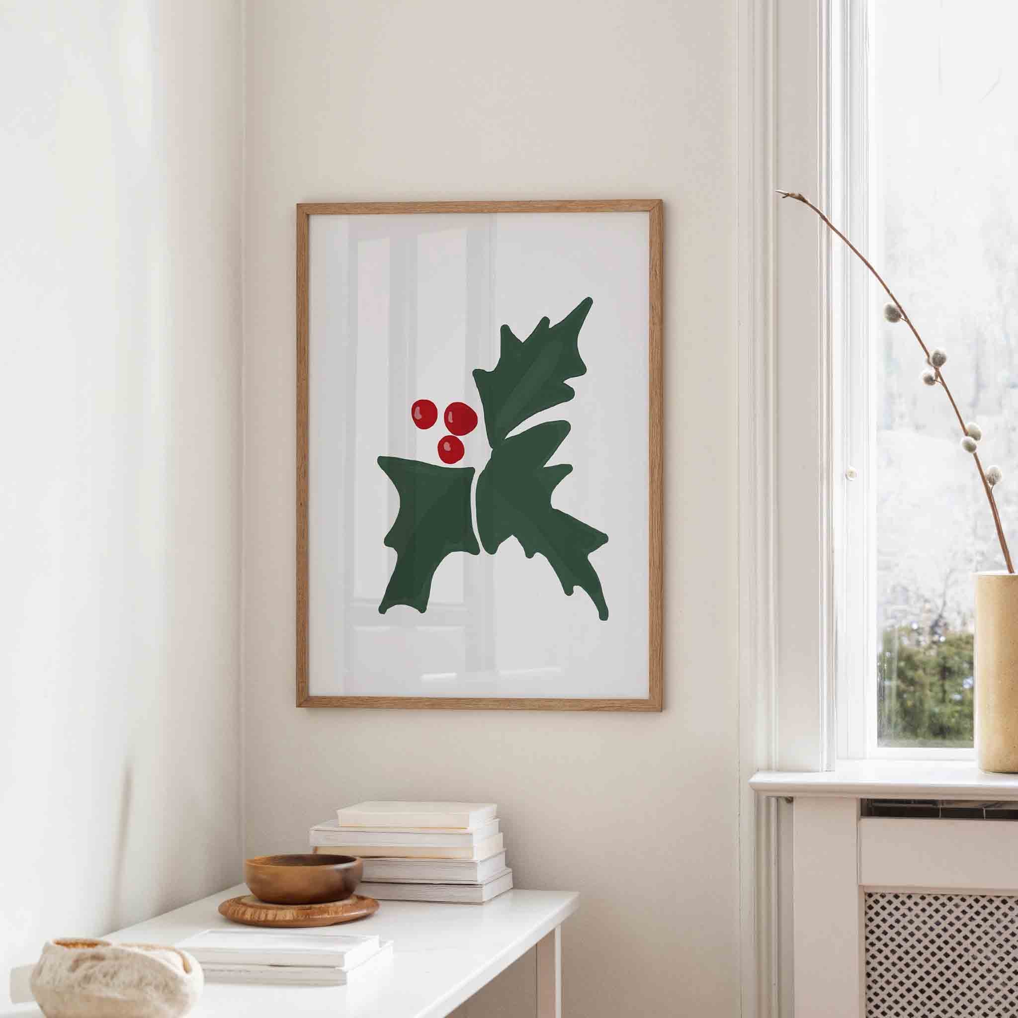 Hulstbladeren en bessen Poster