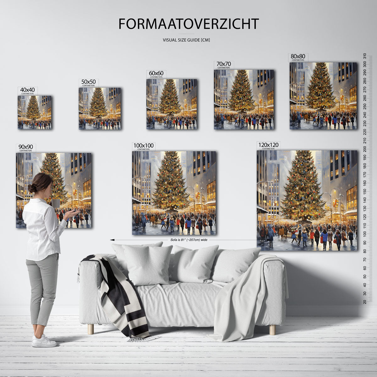 Kerstboom in de stad Poster