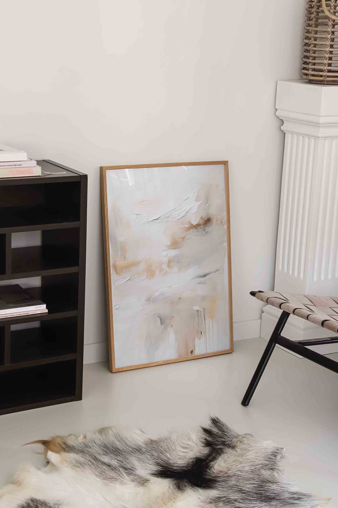 Beige en wit abstracte Poster