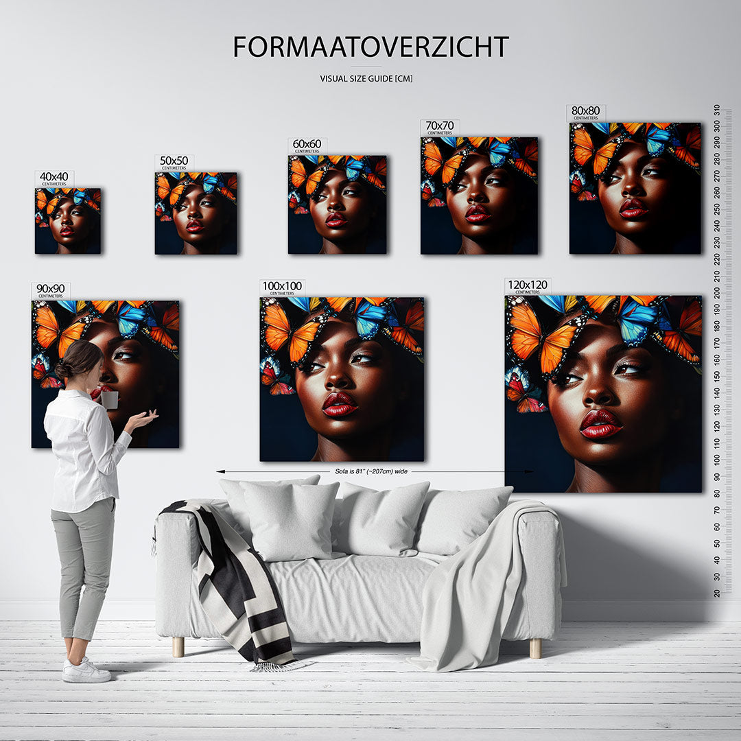 Vlinders en portret Kunstwerk