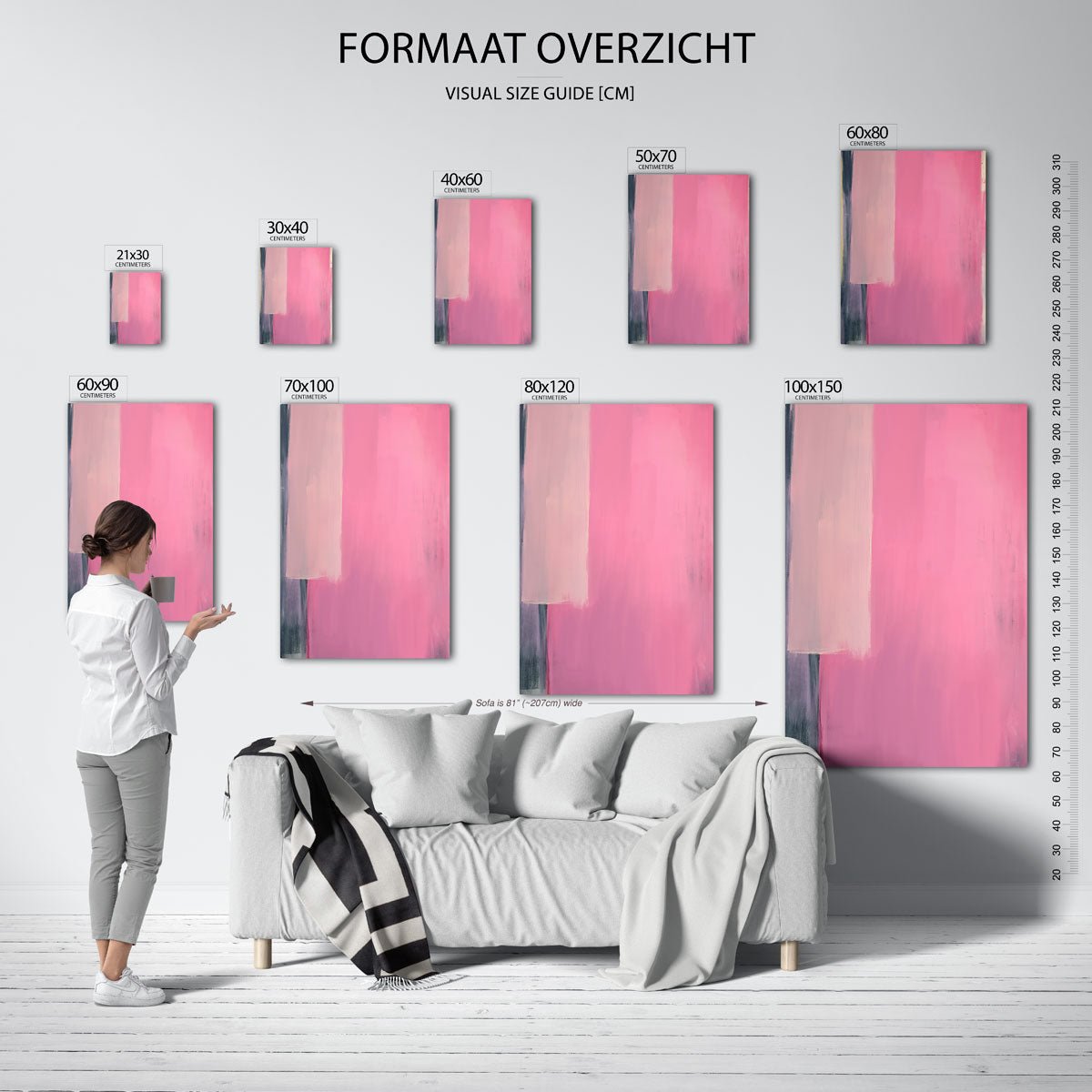 Roze en beige abstracte Poster
