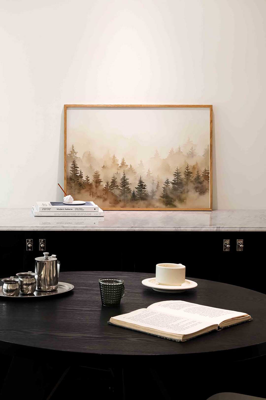 Mistig boslandschap Poster