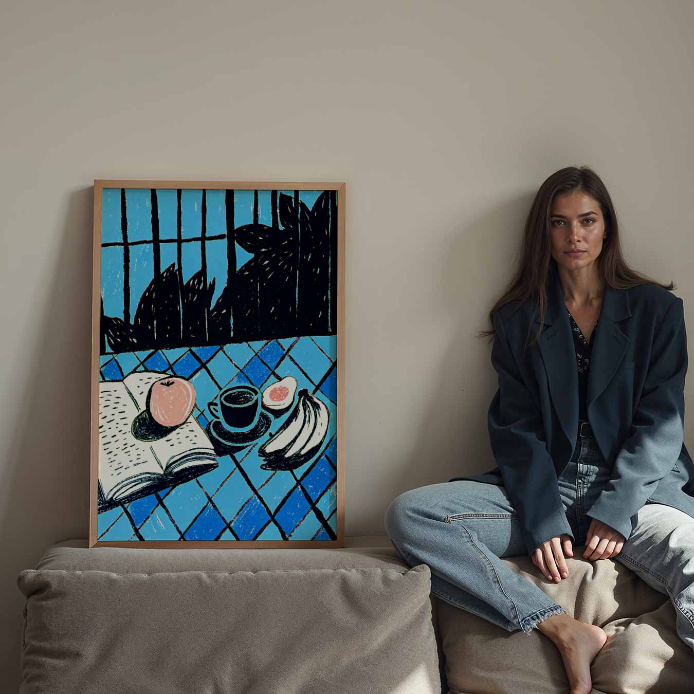 Stijlvolle Ontbijt Illustratie Poster-WallArtistic