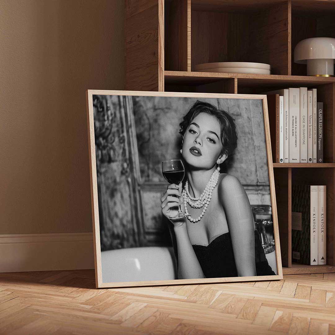 Vrouw met wijnglas Poster