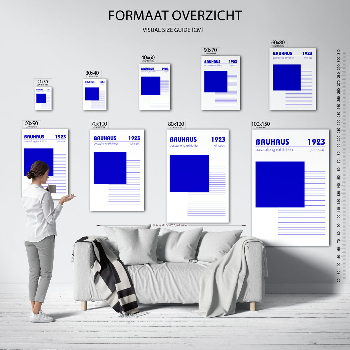 Blauw vlakritme Poster