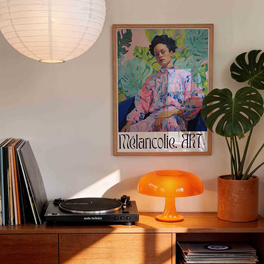 Persoon met groene bladeren Poster