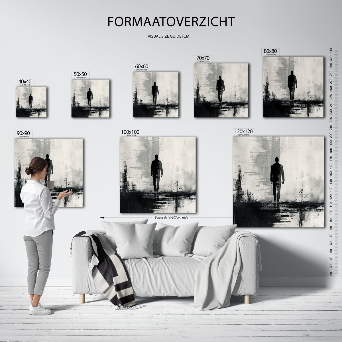 Silhouet van wandelende man Poster