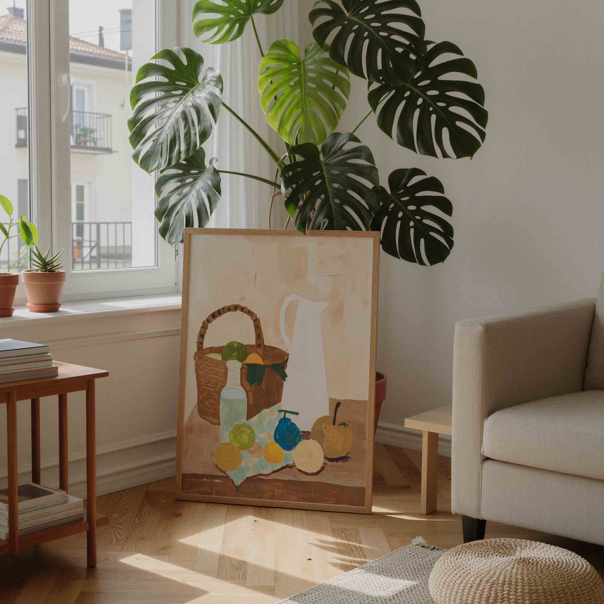 Stilleven met fruit en kan Poster