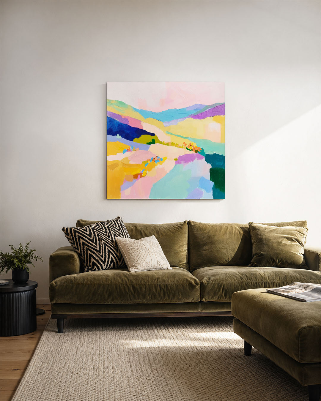 Kleurrijke landschap compositie Kunstwerk