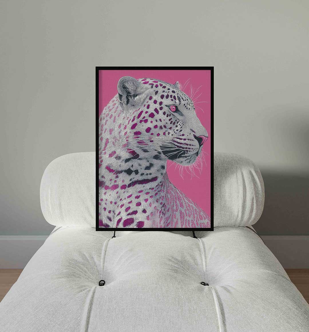 Luipaard op roze Poster
