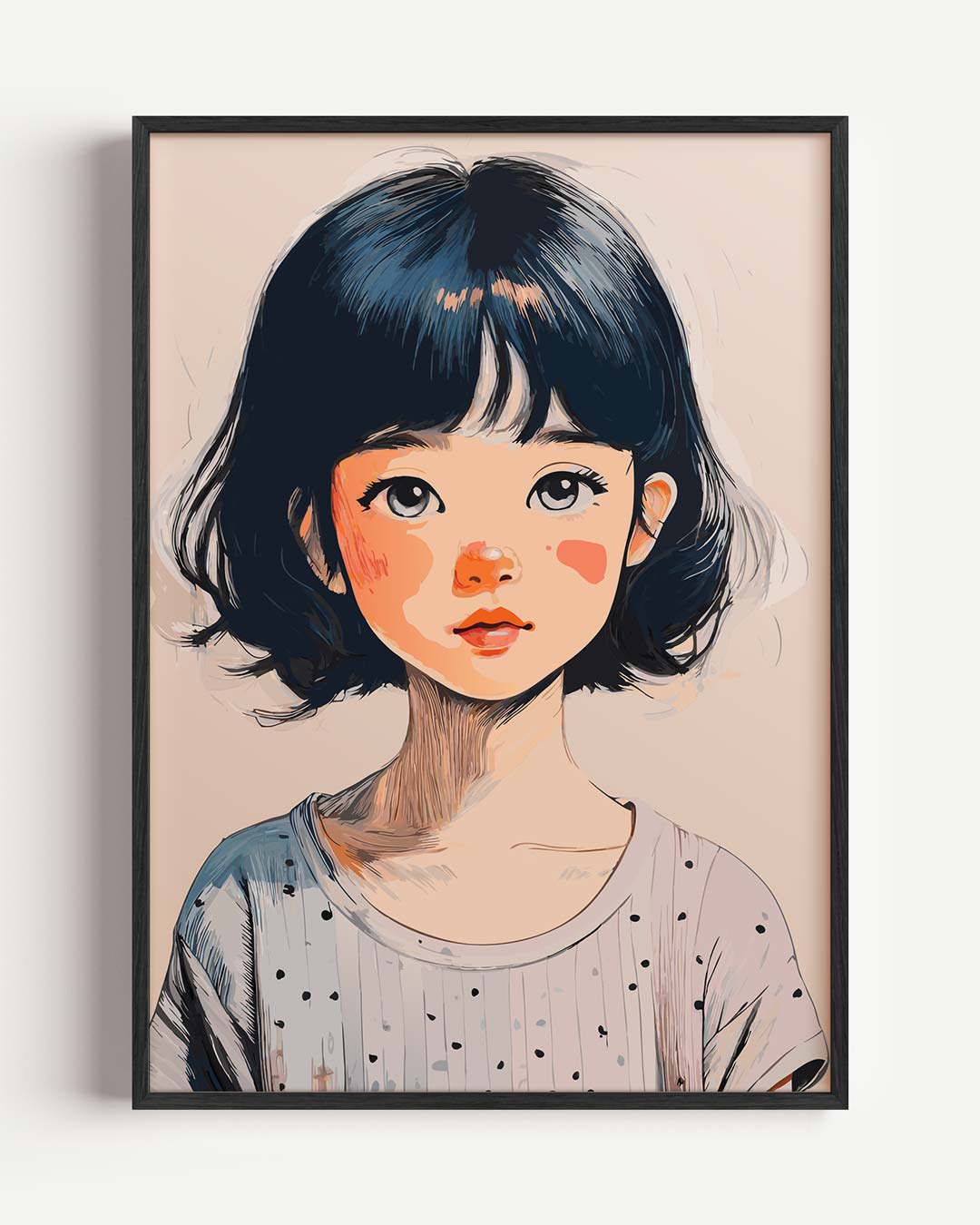 Schattige Retro Meisjesportret Poster-WallArtistic