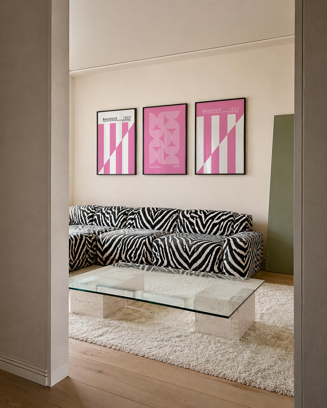 Roze lijnenspel Posterset