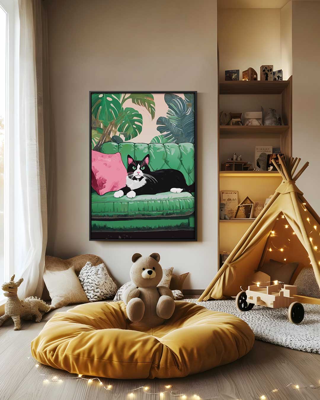 Cat on Green Bench Artwork