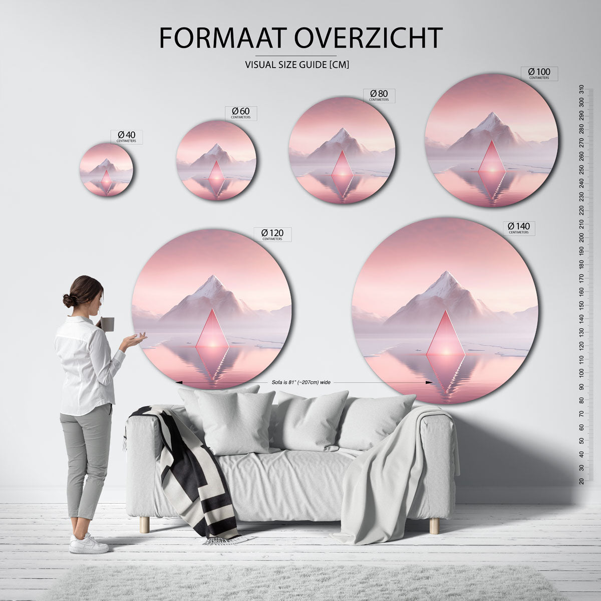 Berglandschap met piramide Muurcirkel