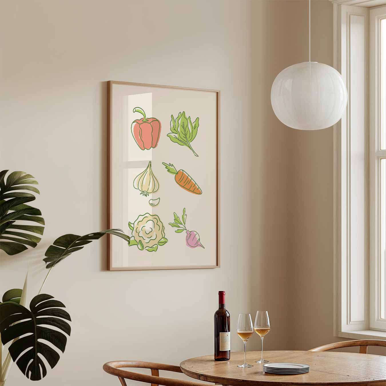 Vrolijke Groente Illustratieposter-WallArtistic