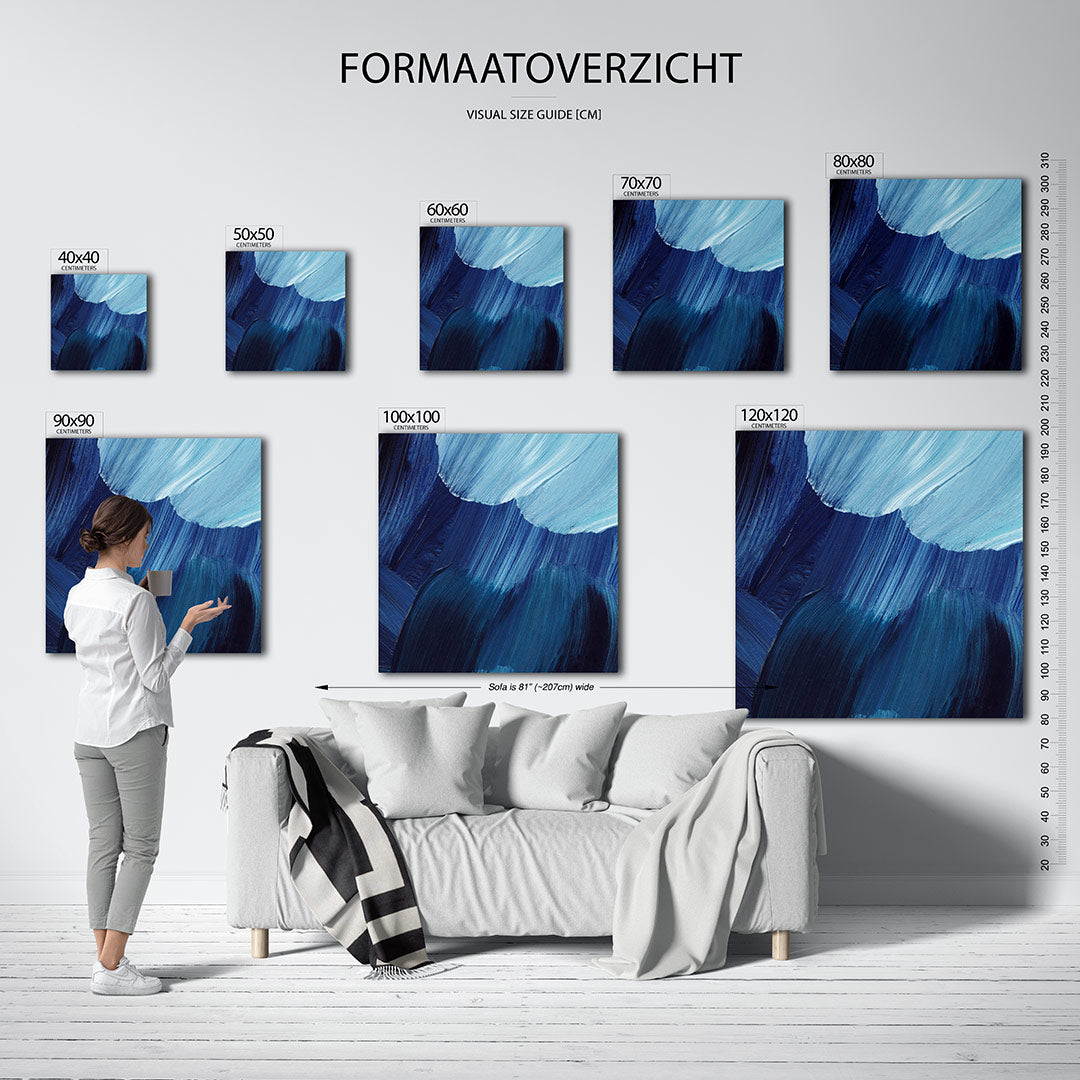 Dynamische blauwe strokes Kunstwerk