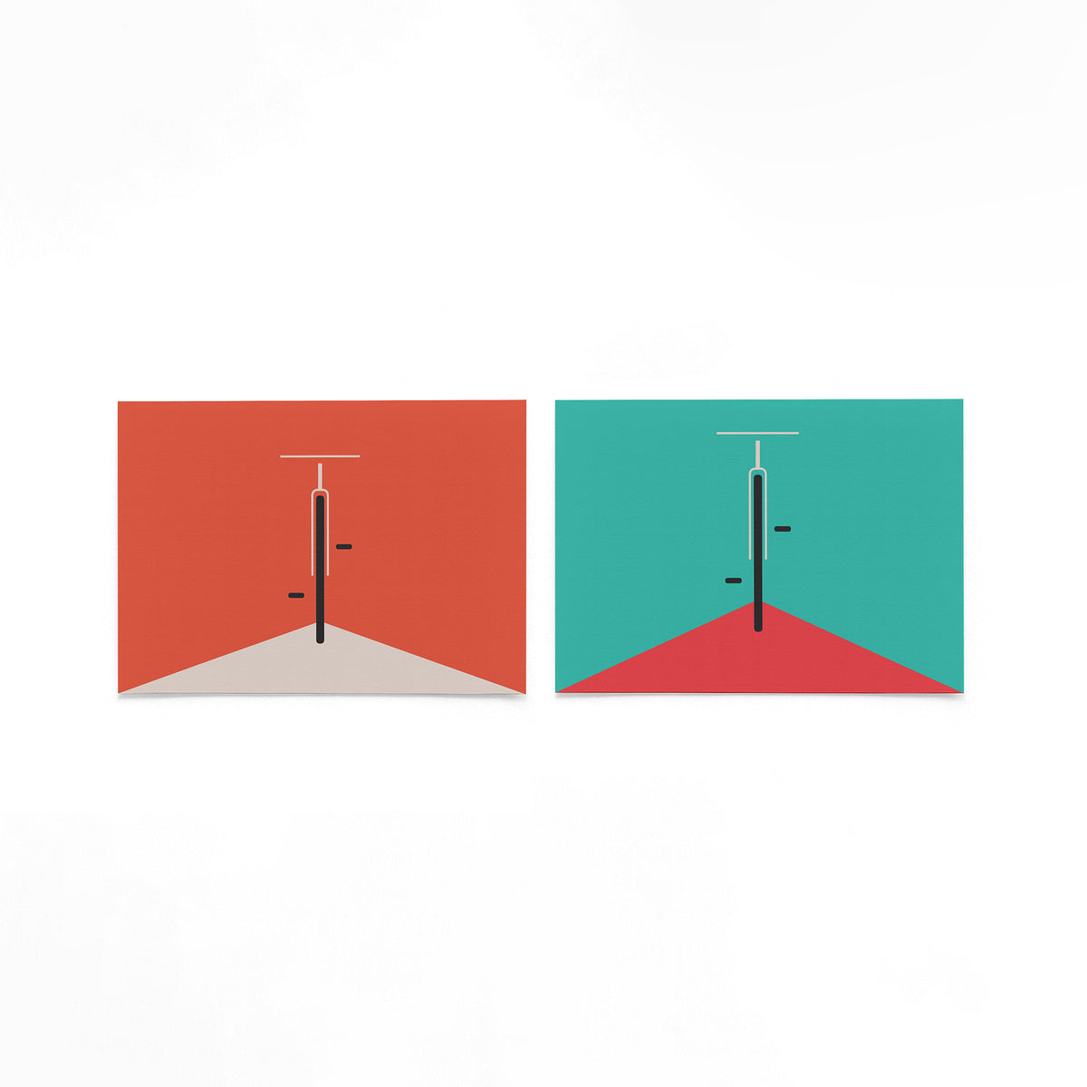Twee landscape posters met grafische hoek en lijn als vrijstaande productfoto