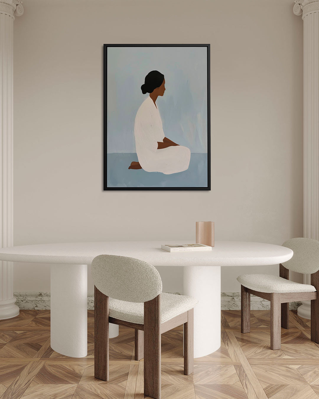 Zittende vrouw silhouet Kunstwerk