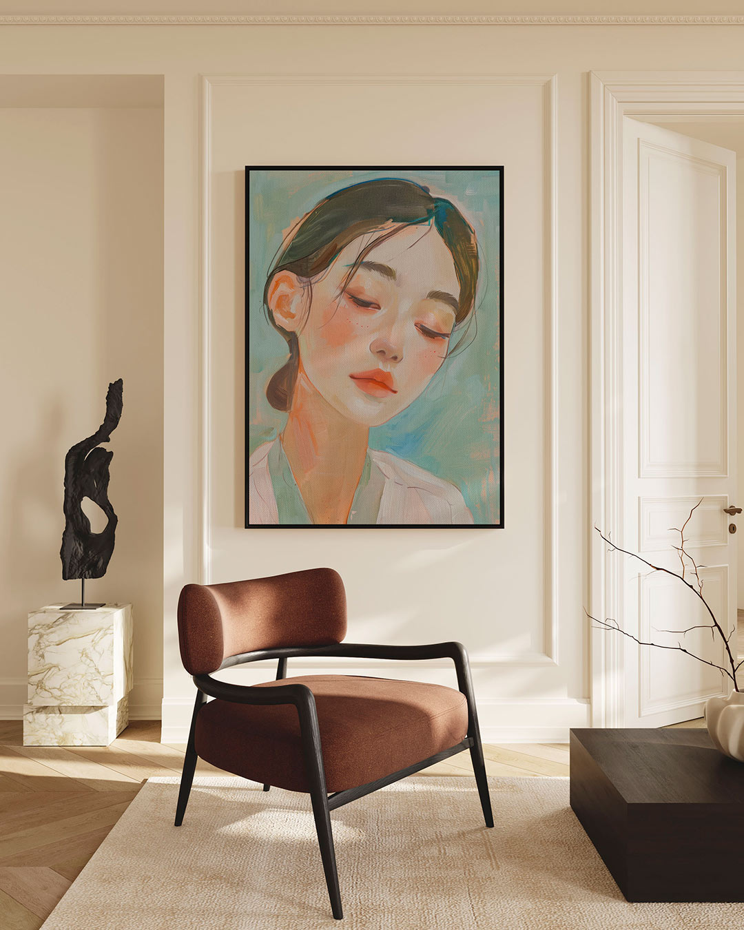Dromerige portretstudie Kunstwerk